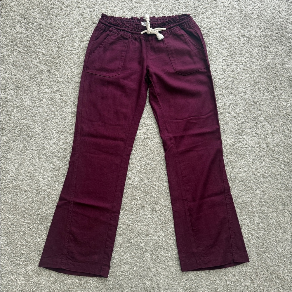 Roxy Linen Pants Burgundy Size Small